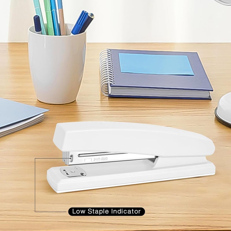 Muxdilu Stapler 25 Sheet Capacity with 1000 Staples and Staple Remover - Staplers for Desk, Non-Slip Office Stapler with Staples, White - Image 3